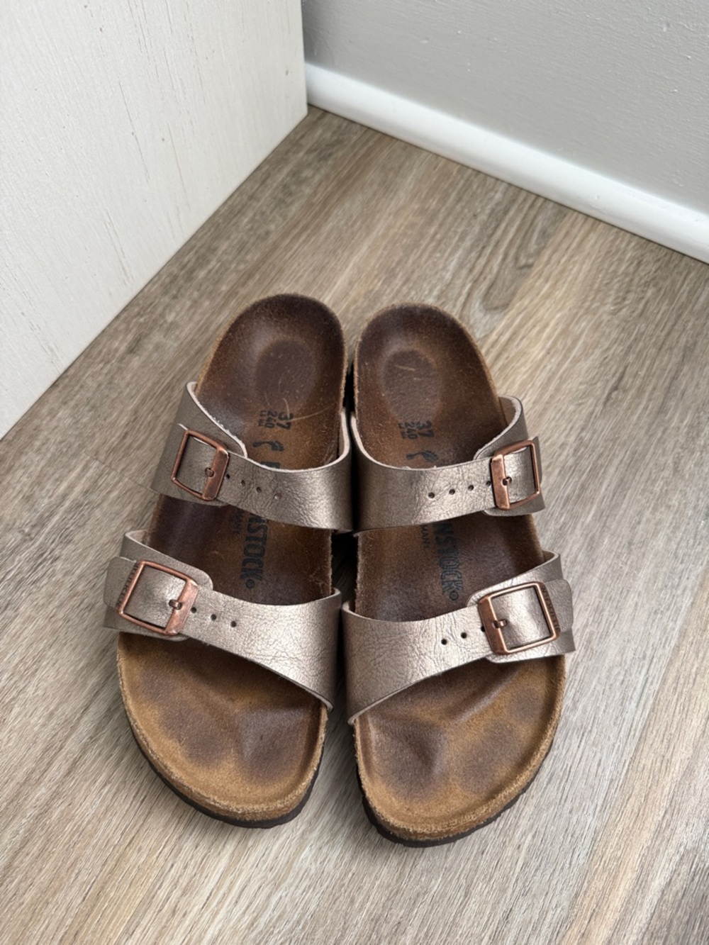 Birkenstock Metallic Double‑Strap Sandals